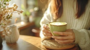 Calm healthy lifestyle morning coffee sunlight