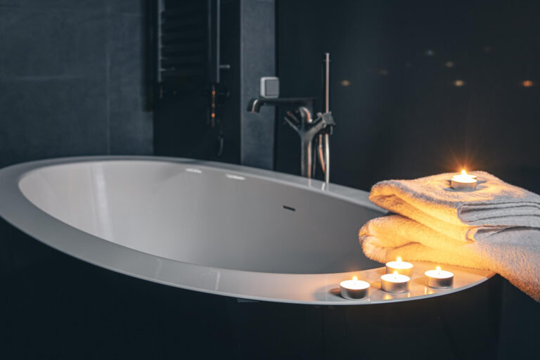 a drawn bath, dim candles