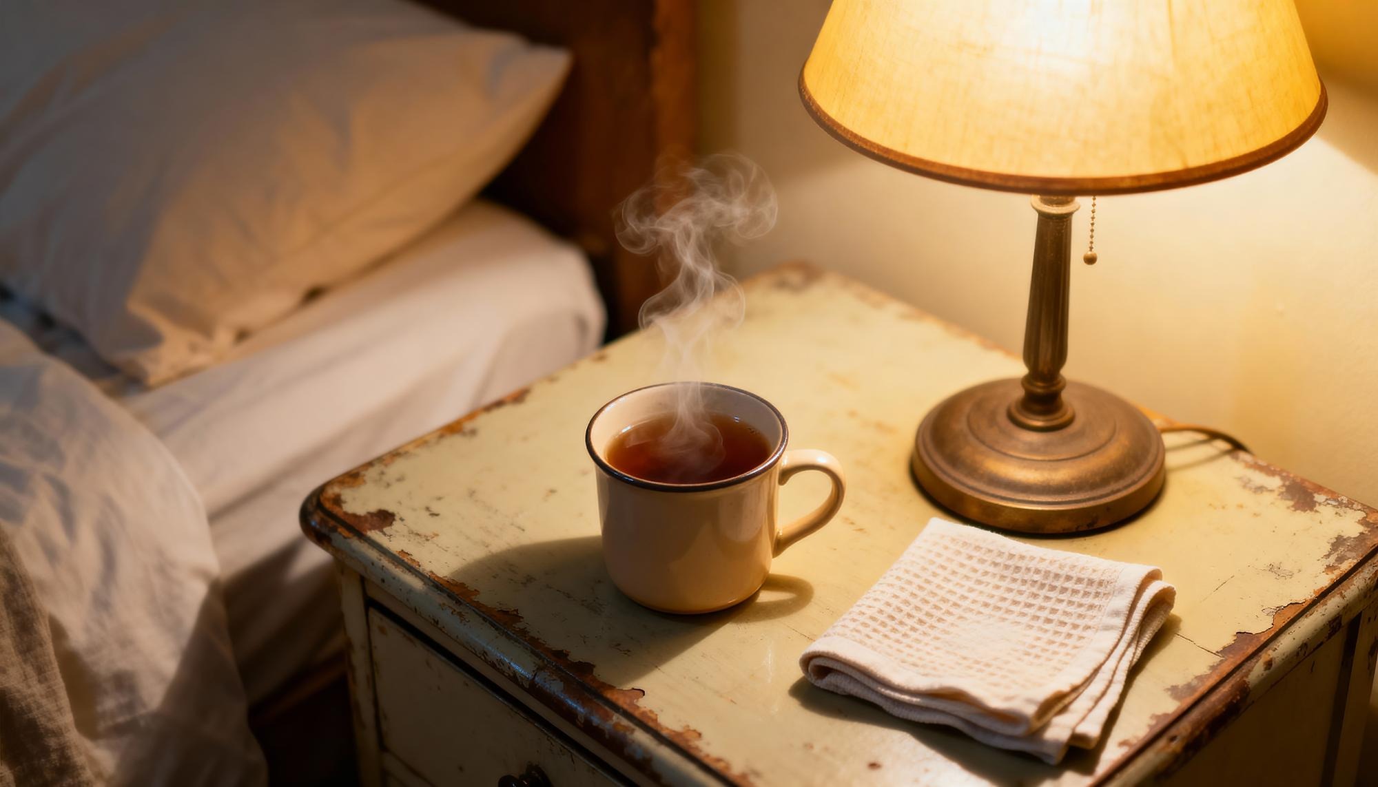 Bed, herbal tea, a paperback, a warm lamp.